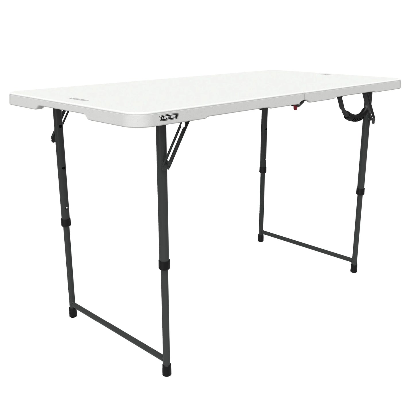 4 Foot Fold-In-Half Adjustable Height Table, Indoor/Outdoor Essential, White (80509)