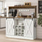 Farmhouse Coffee Bar Cabine, 47" Buffet Cabinet Kitchen Storage Cabinet with Storage Hutch, White