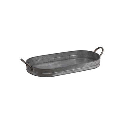 Oval Galvanized Metal Tray with Handles