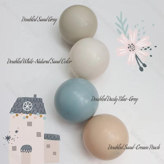 5/10/12/18Inch Doubled Dusty Blue Grey White Sand Balloons Boho Farm Theme Birthday Boy Decorations Custom Balloons Garland Arch