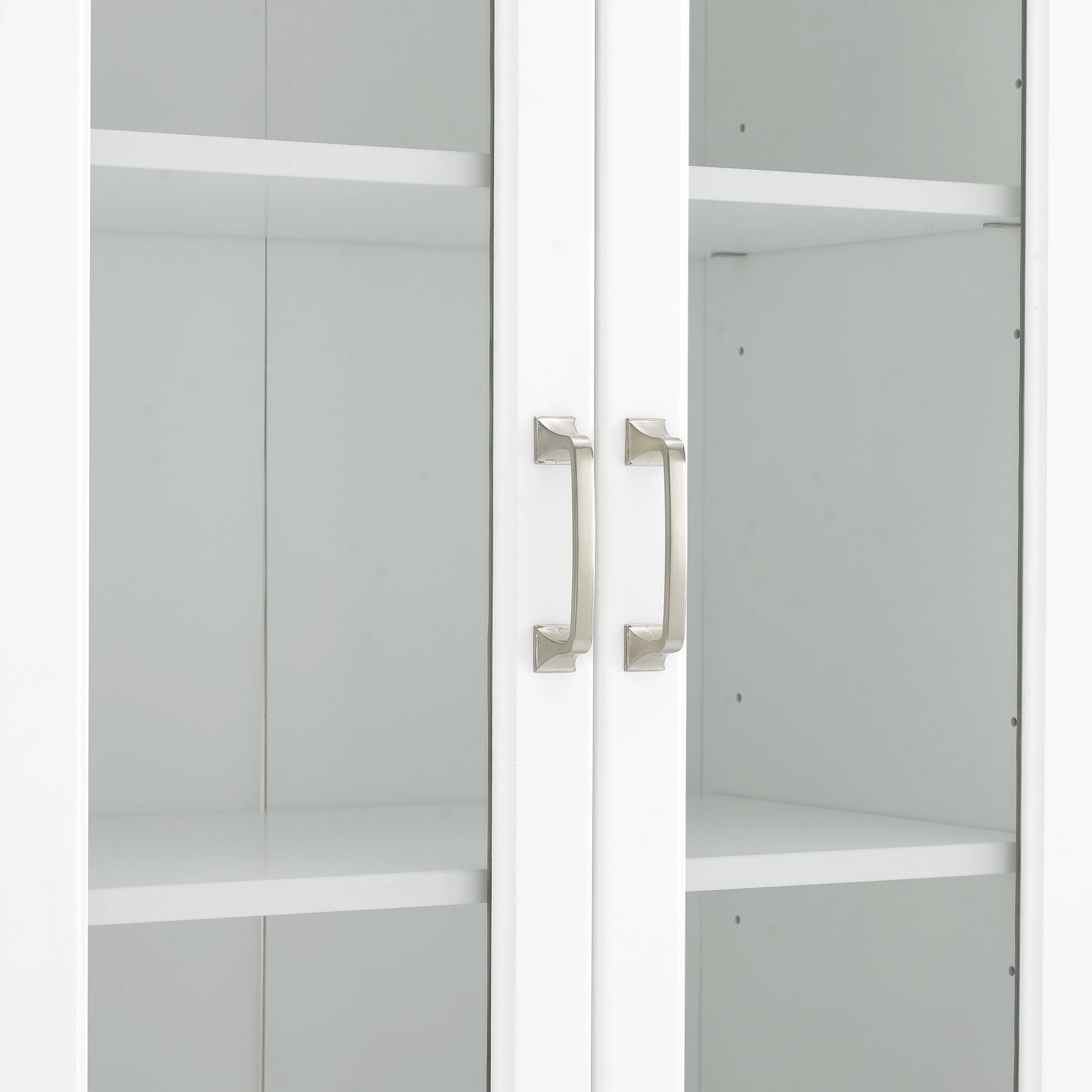 Stanton Wood Pantry with Glass Door in White (Set of 2)
