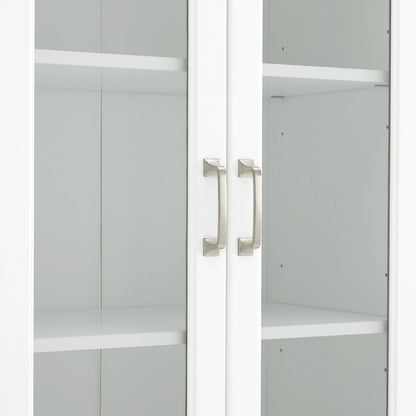 Stanton Wood Pantry with Glass Door in White (Set of 2)