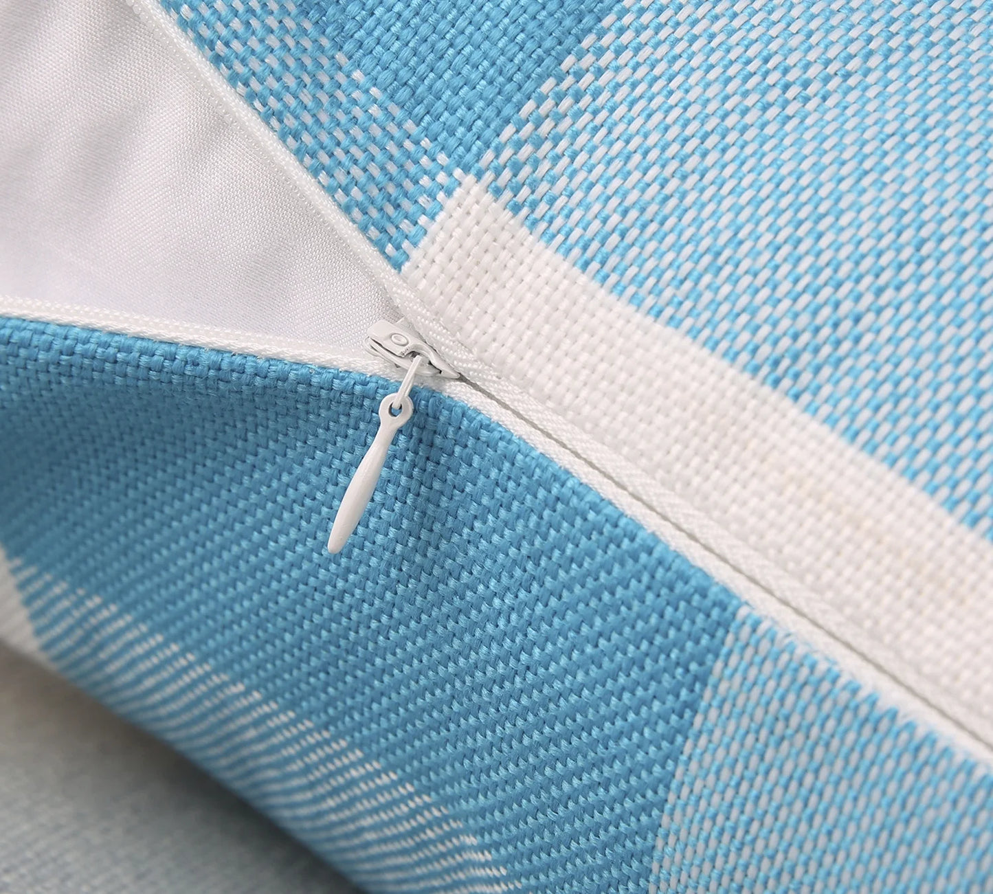 Buffalo Checker Plaid Farmhouse Summer Square Decorative Throw Pillow for Couch, 12" X 20", Blue/White, 2 Pack