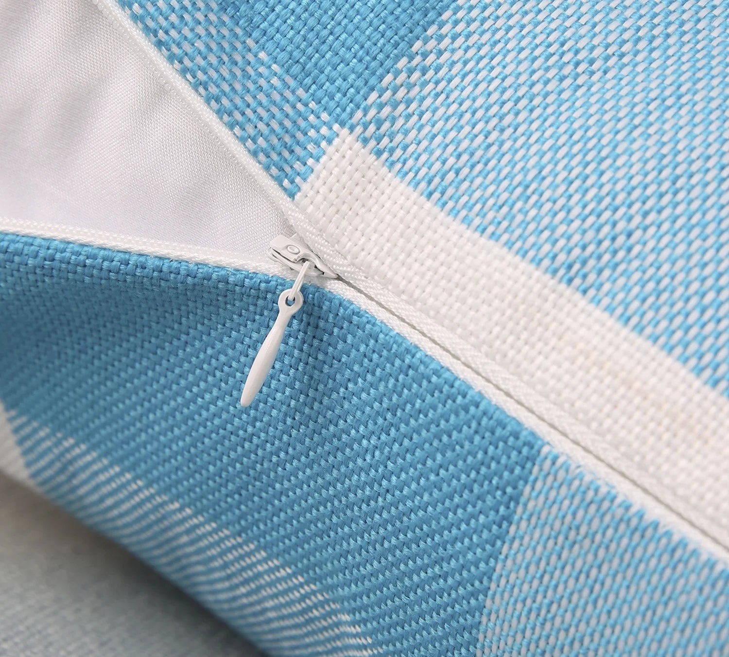 Buffalo Checker Plaid Farmhouse Summer Square Decorative Throw Pillow for Couch, 12" X 20", Blue/White, 2 Pack