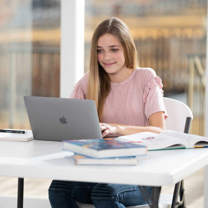 37 Inch Square Folding Table, Indoor/Outdoor Commercial Grade, White Granite (80783)