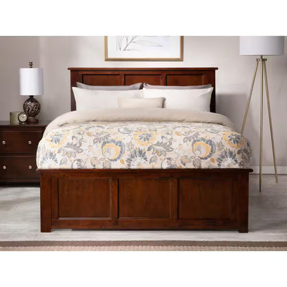 Madison Walnut Full Platform Bed with Matching Foot Board and Twin Size Urban Trundle Bed