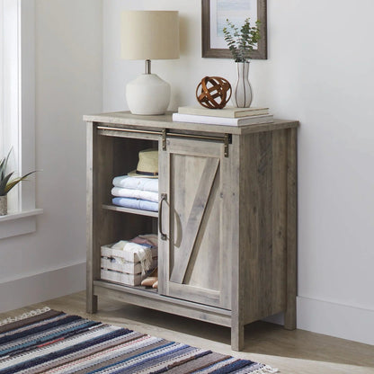 Modern Farmhouse Accent Storage Cabinet, Rustic Gray Finish
