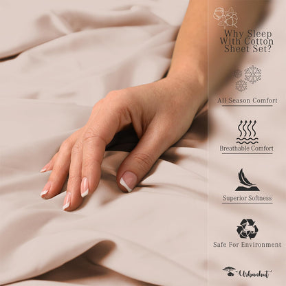 800 Thread Count Queen Size Egyptian Cotton Sheets Set, 4 Pc Bed Sheet Sets for Queen Size Bedding, Luxury Hotel Sheets Sateen Finish Fits 16" Deep Pocket - Blush Pink