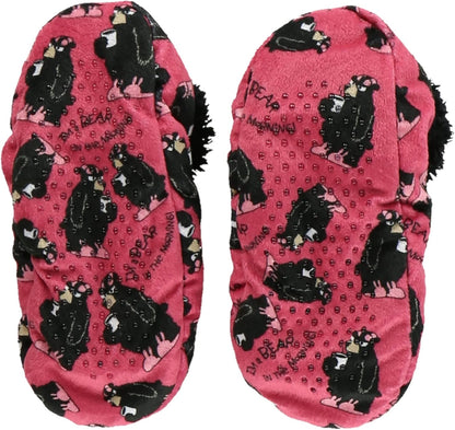 Womens Plush Lined Slippers by Lazyone Comfy Animal Fuzzy Feet Bear in the Morning Large/X-Large