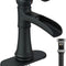 Matte Black Bathroom Faucet Waterfall Sink Faucets & Parts with Drain Stopper, Solid Brass Construction, Easy Installation, Lead-Free