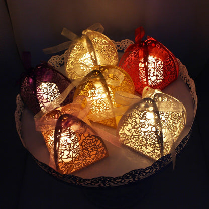 Pack of 100 Laser Cut Rose Candy Boxes, Favor Boxes 2.5"X 2.5"X 3.1", Gift Boxes for Bridal Shower Anniverary Birthday Party Wedding Favor (100,Gold)