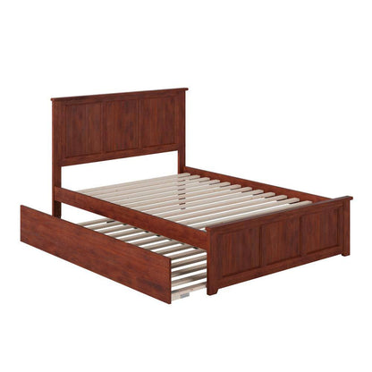 Madison Walnut Full Platform Bed with Matching Foot Board and Twin Size Urban Trundle Bed