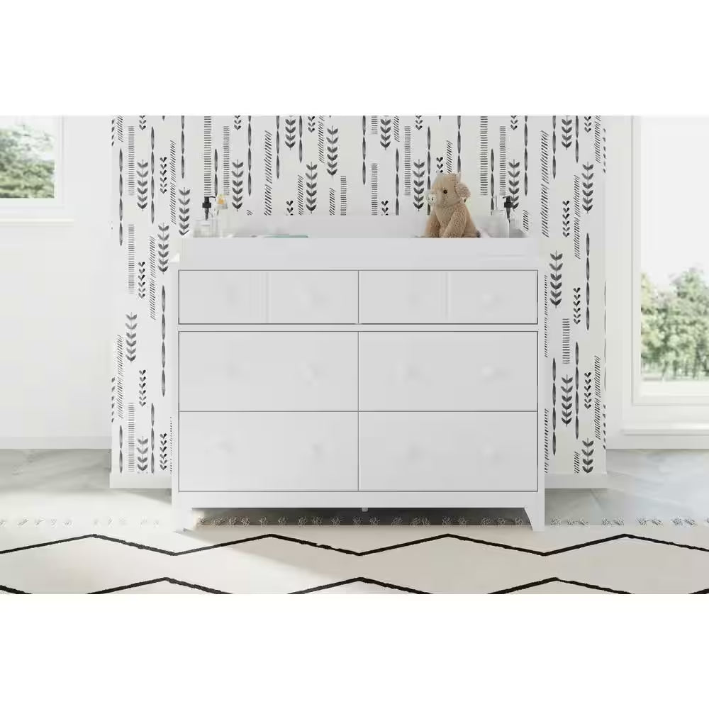 Moss 6-Drawer White Dresser