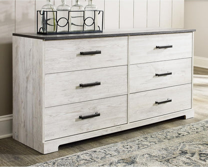 Shawburn Modern Farmhouse 6 Drawer Dresser, Two Tone White & Dark Gray