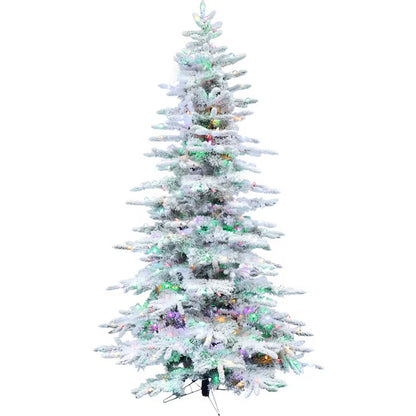 9-Ft Mountain Pine Pre-Lit Flocked White Artificial Christmas Tree with Color Changing LED Lights