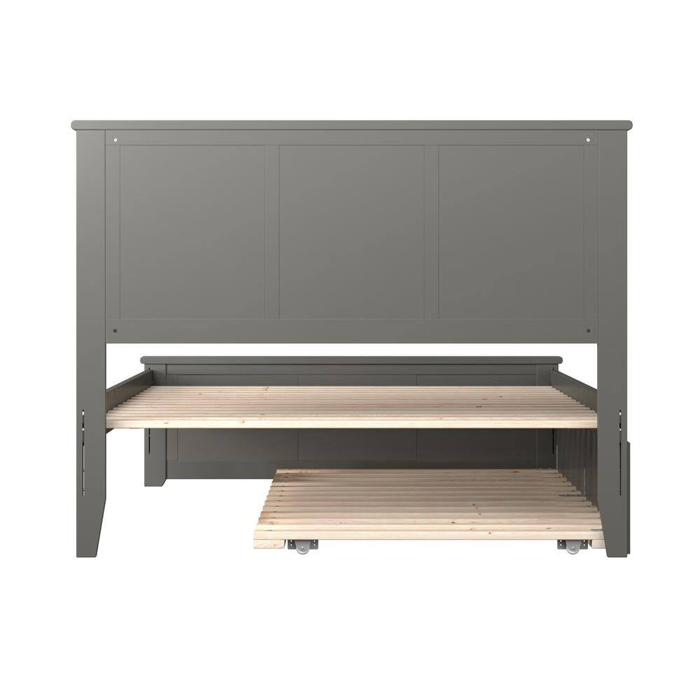 Madison Full Platform Bed with Matching Foot Board with Twin Size Urban Trundle Bed in Grey