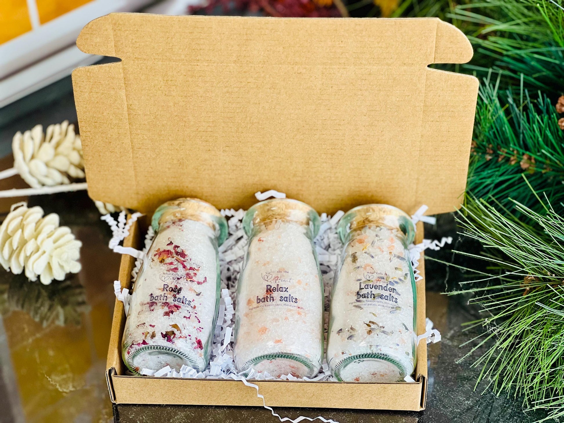 Christmas Bath Salts in a Jar, Stocking Stuffer Gift