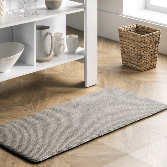 Casual Braided anti Fatigue Kitchen or Laundry Room Comfort Mat, 18" X 30", Light Grey