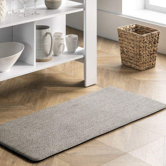 Casual Braided anti Fatigue Kitchen or Laundry Room Comfort Mat, 20" X 42", Light Grey
